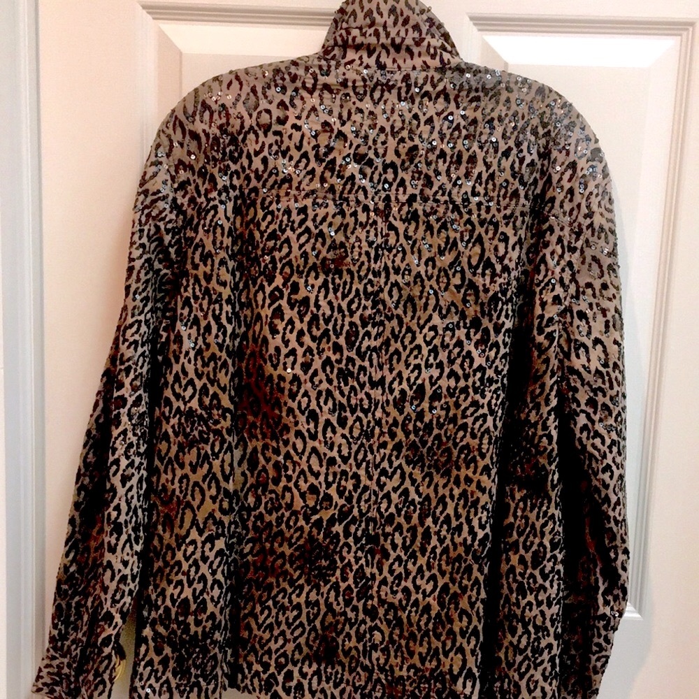 NWOT Leopard Print Sequin Jacket - Picture 2 of 10